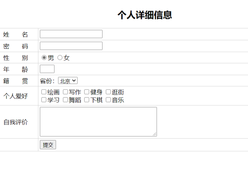 简单大方的信息提交单页