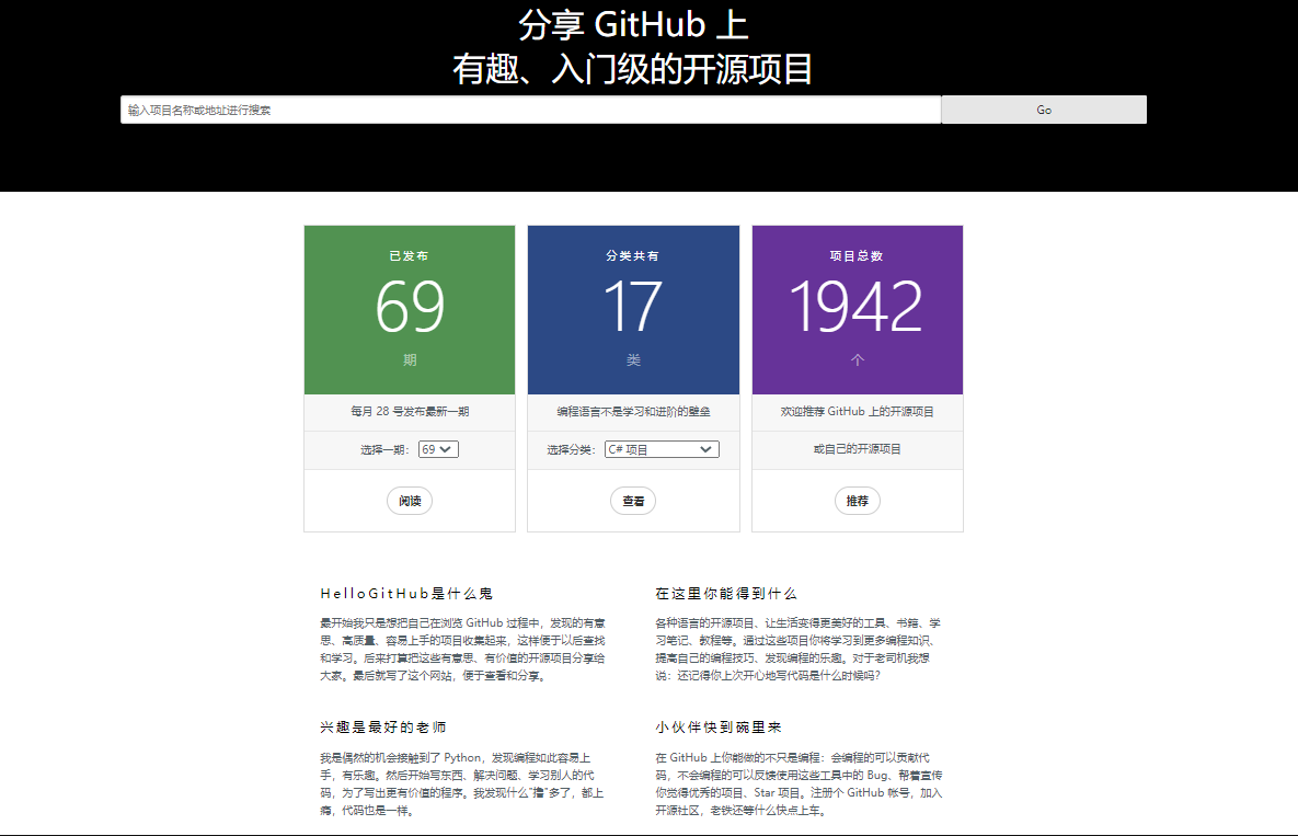 分享 GitHub 上 有趣、入门级的开源项目